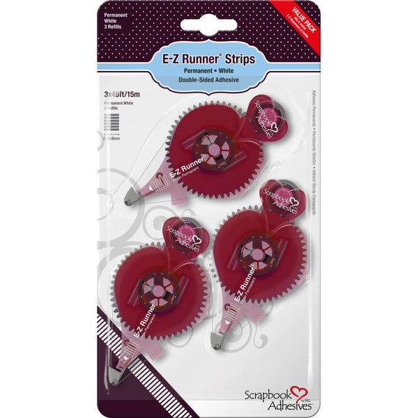 Scrapbook Adhesives E-Z Runner Strips Value Pack 3/Pkg, Permanent, .3"X49', Total 147' (01232)