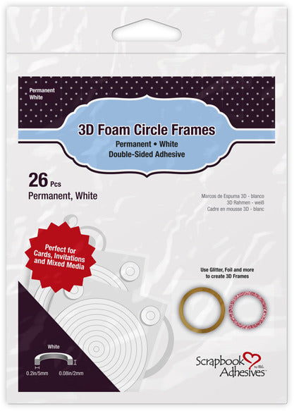 3L Adhesive, Scrapbook Adhesives, 3D Foam Circle Frames, White