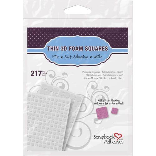 3L Scrapbook Adhesive, Thin 3D Foam Squares, White, Permanent (217 pcs.)
