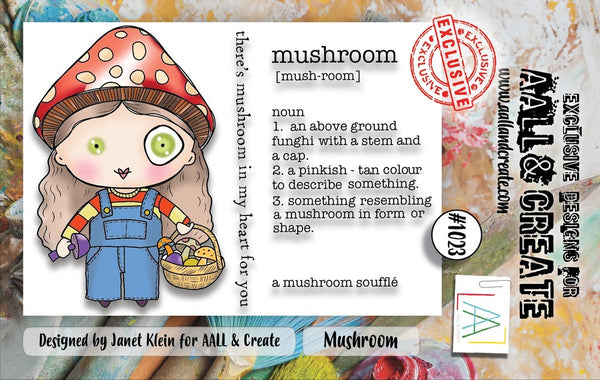 AALL And Create, #1023, A7 Photopolymer Clear Stamp Set by Janet Klein, Mushroom