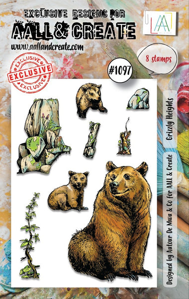 AALL & Create, #1097, Grizzly Heights, A7 Photopolymer Clear Stamp Set by Autour De Mwa