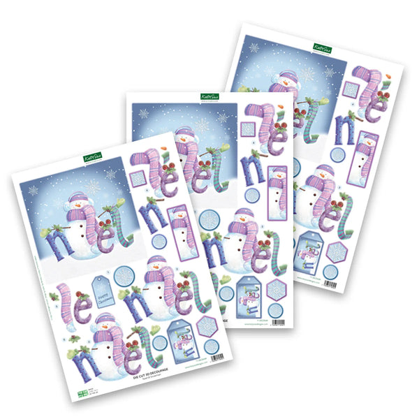 Katy Sue, Die Cut Decoupage, Noel & Snowman (Pack Of 3)