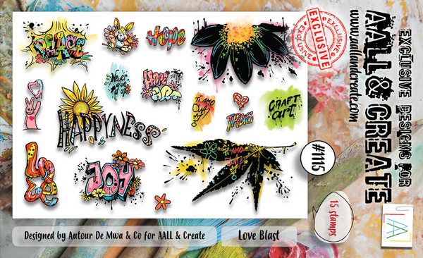 AALL & Create, #1115, Love Blast, A6 Clear Stamps, Designed by Autour De Mwa & Co