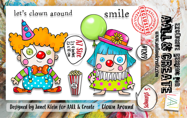 AALL & Create, A7 Clear Stamp by Janet Klein, Clown Around (#1209)