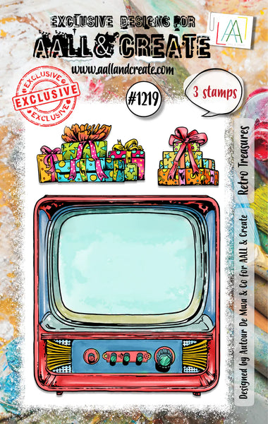 AALL & Create, #1219, Retro Treasures, A7 Clear Stamp, Designed by Autour De Mwa