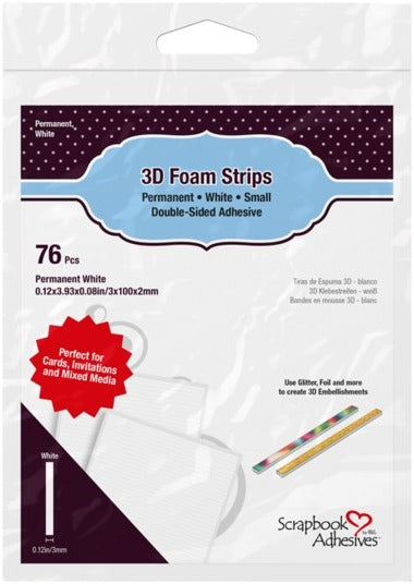 3L Scrapbook Adhesive, 3D Foam Strips, White 2mm