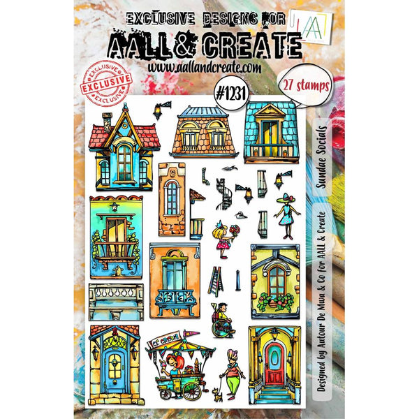 AALL & Create, #1231, Sundae Socials, A5 Clear Stamp Set, Designed by Autour De Mwa