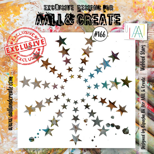 AALL & Create, 6"x6" Stencil by Bipasha Bk, #166, Webbed Stars