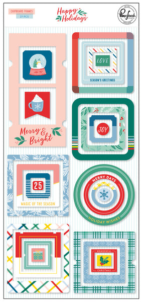 PinkFresh, Chipboard Frames Stickers, Happy Holidays