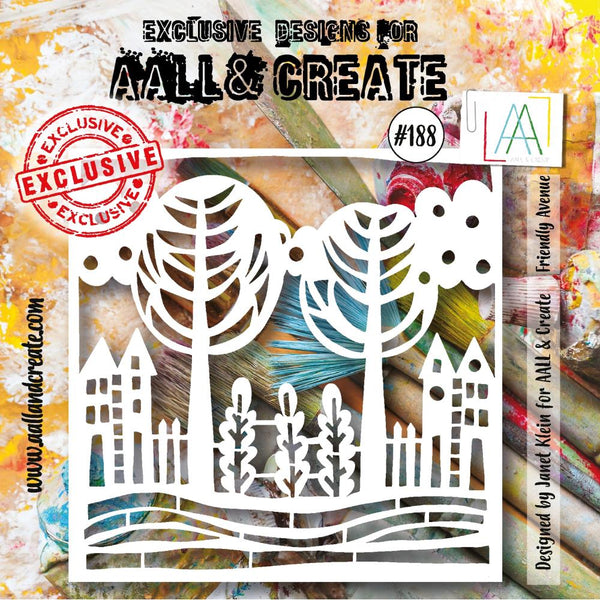 AALL & Create, #188, 6"x6" Stencil by Janet Klein, Friendly Avenue