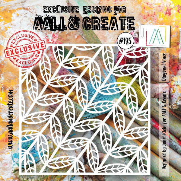 AALL And Create, #195, 6"X6" Stencil by Janet Klein, Diagonal Vines