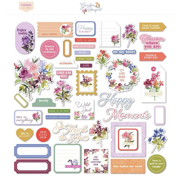 Pinkfresh, Cardstock Die-Cuts Ephemera Pack Garden Bouquet