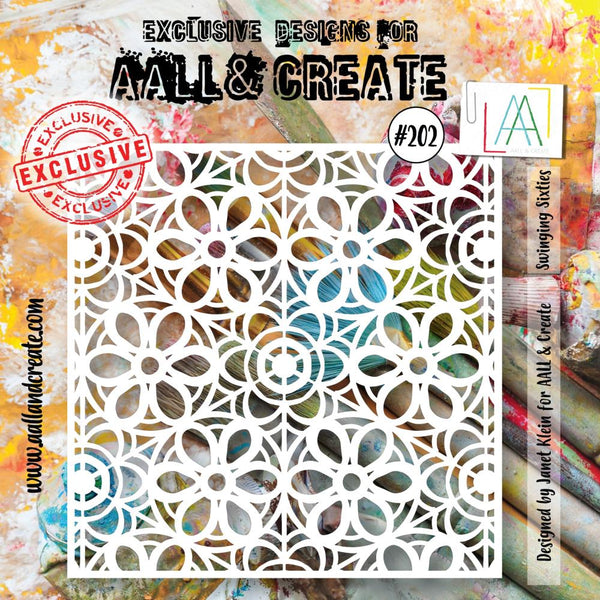 AALL & Create, #202, 6"x6" Stencil by Janet Klein, Swinging Sixties