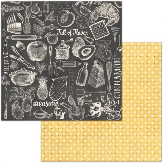 Bo Bunny, Family Recipes, Double-Sided Cardstock 12"x12", Cuisine
