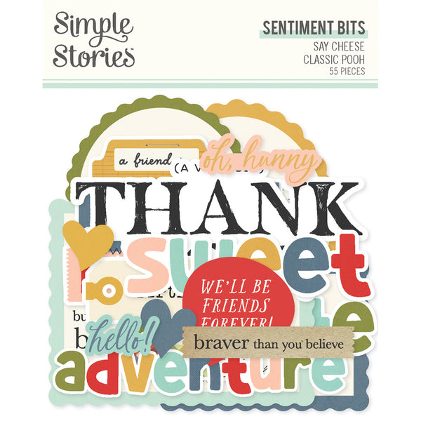 Simple Stories, Say Cheese Classic Pooh, Bits & Pieces 55/Pkg, Sentiment (#23924)