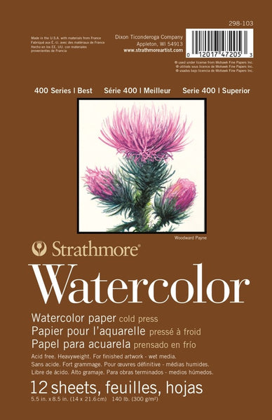 Strathmore, 400 Series Watercolor Pad, Cold Press, 5.5" x 8.5" (Tape Bound)