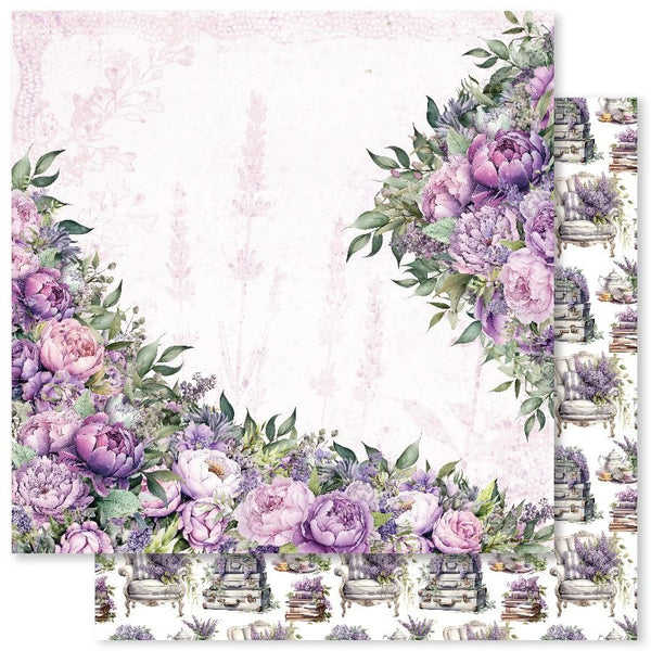 Paper Rose, Double-Sided Patterend Paper, 12"x12", Lavender & Roses B