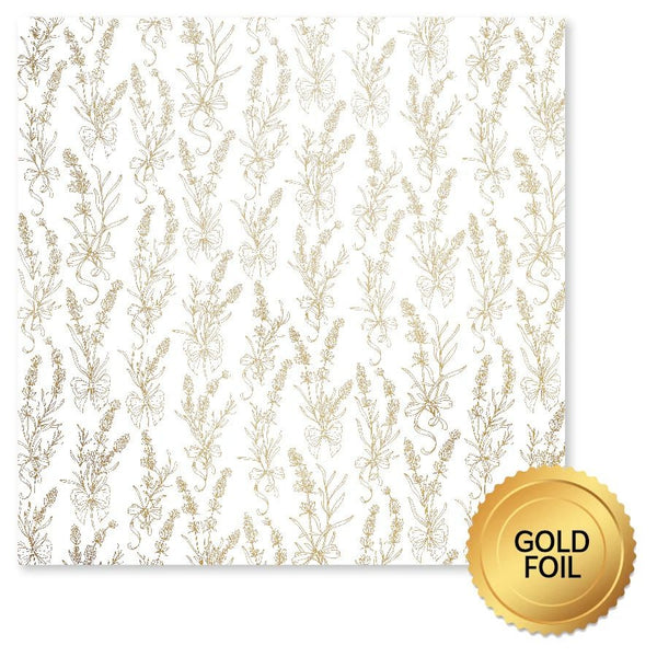 Paper Rose, 12"X12" Patterned Paper, Lavender & Roses - Gold Foil B