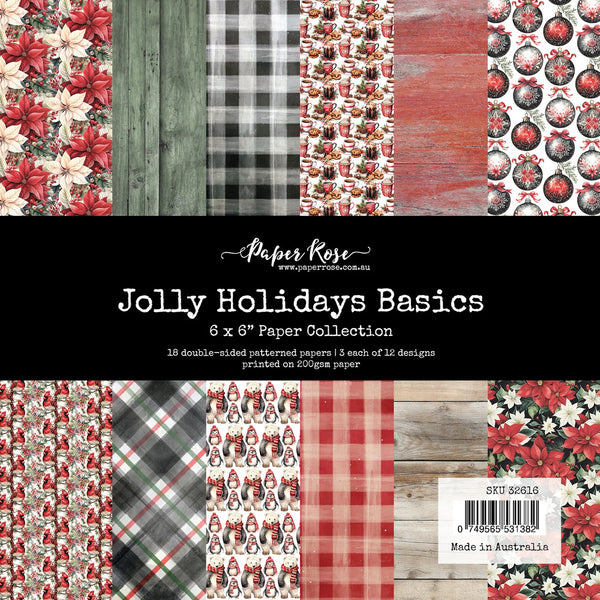 Paper Rose, 6x6 Double-Sided Paper Collection, Jolly Holidays Basics