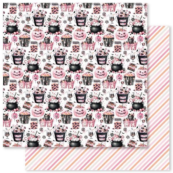 Paper Rose, 12X12 Patterned Paper, Pink Halloween B
