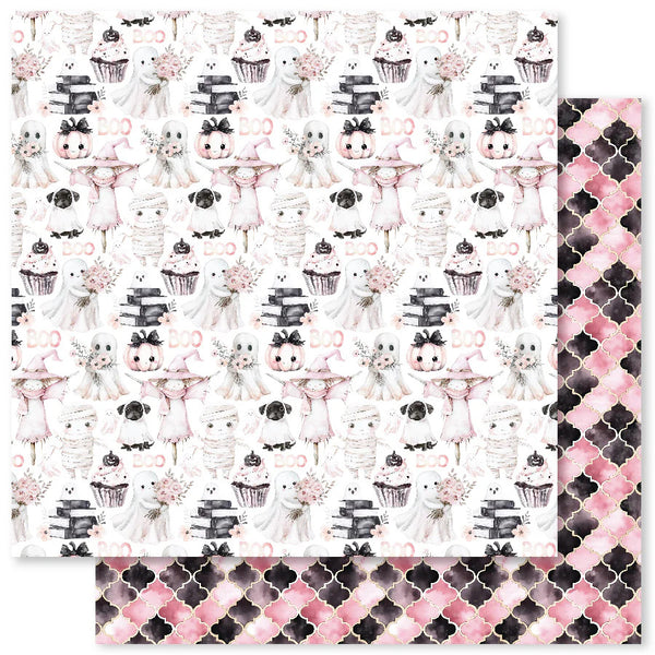 Paper Rose, 12X12 Patterned Paper, Pink Halloween F
