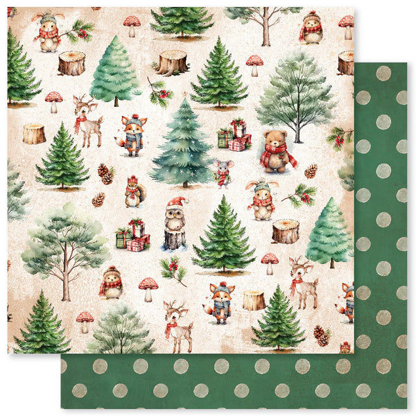 Paper Rose, 12X12 Patterned Paper, Woodland Christmas C