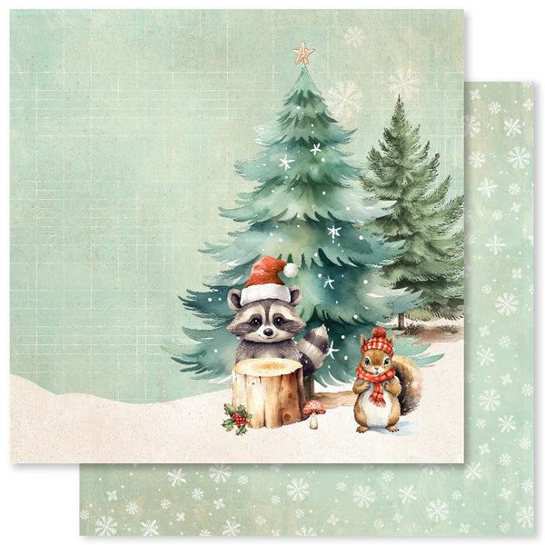 Paper Rose, 12X12 Patterned Paper, Woodland Christmas F