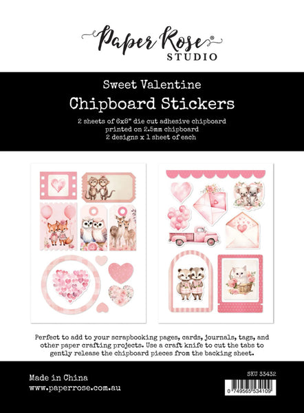 Paper Rose, 6X8 Chipboard Sticker Pack, Sweet Valentine (33432)