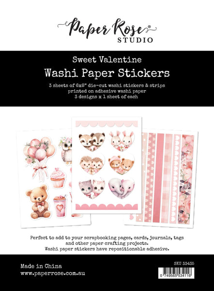Paper Rose, 6X8 Washi Paper Sticker Pack, Sweet Valentine (33435)
