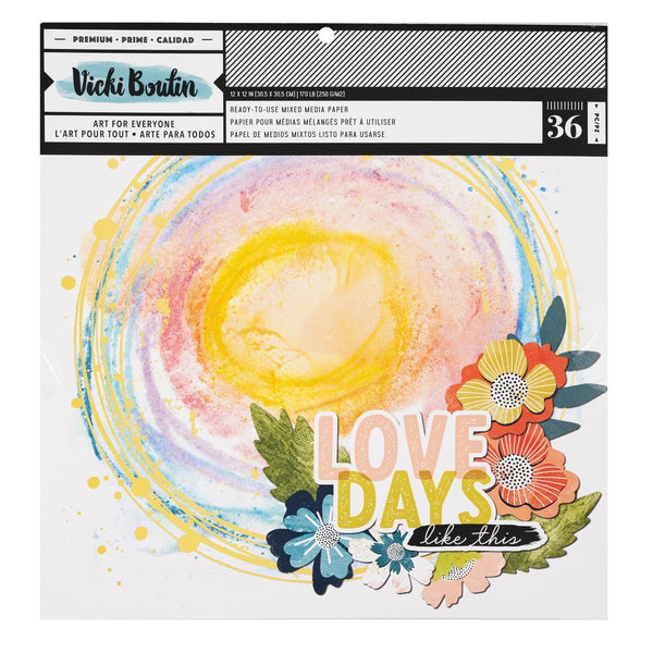 Vicki Boutin Mixed Media Backgrounds Paper 12"X12" 36/Pkg, , Print Shop Painted Backgrounds