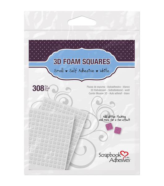 3L Adhesive, 3D Foam Squares, White Small Box, 308 pcs. - Scrapbooking Fairies