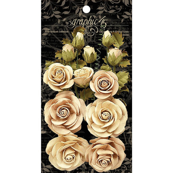 Graphic 45 Staples Rose Bouquet Collection 15/Pkg, Flowers, Classic Ivory & Natural Linen (#4501784)