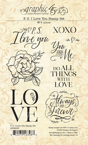 Graphic 45 Clear Stamp Set, P.S. I Love You