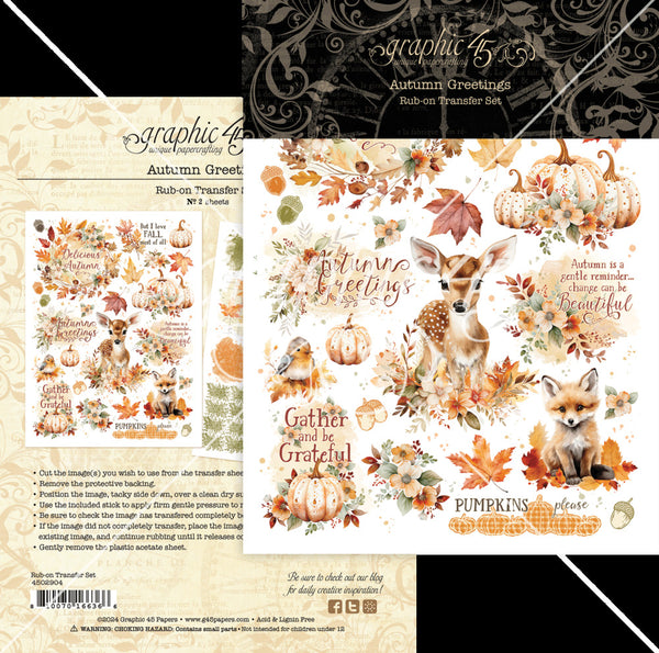 Graphic 45 Rub-On Transfers, Autumn Greetings