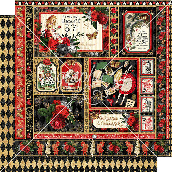 Graphic 45, Curiouser & Curiouser Double-Sided Cardstock 12"X12", Dream it