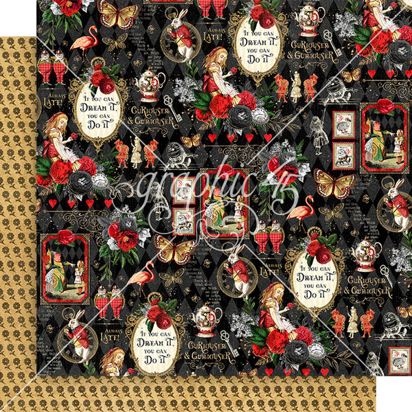 Graphic 45, Curiouser & Curiouser Double-Sided Cardstock 12"X12", Beautiful Nonsense