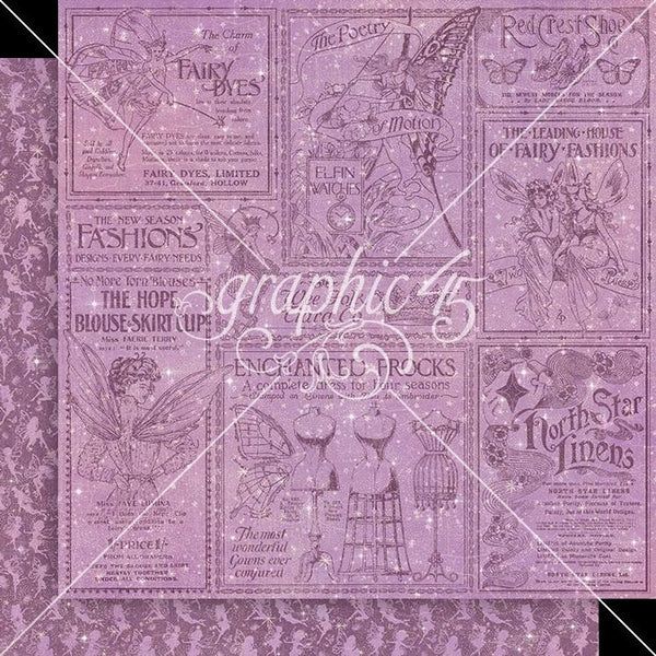 Graphic 45, Fairy Boutique Double-Sided Cardstock 12"X12", Newsworthy (4503038)