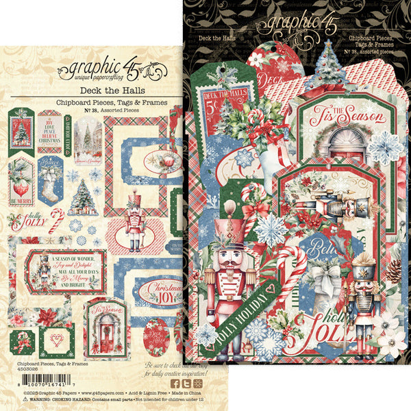 Graphic 45 Chipboard Die-Cuts, Deck The Halls, Tags & Frames (4503097)