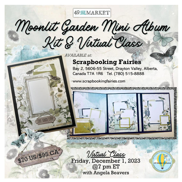 49 and Market, Moonlit Garden Mini Album Kit & Virtual Facebook Class –  Scrapbooking Fairies