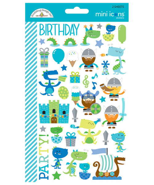 Doodlebug Mini Cardstock Stickers 2/Pkg, Dragon Tails