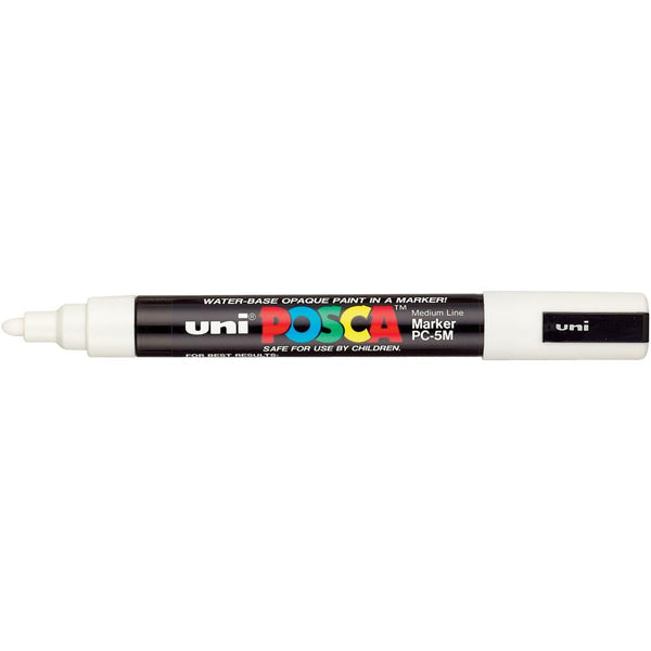 Uni-Paint Posca Paint Marker Pen (Medium Line) - 2.5mm Tip, White (PC-5M)