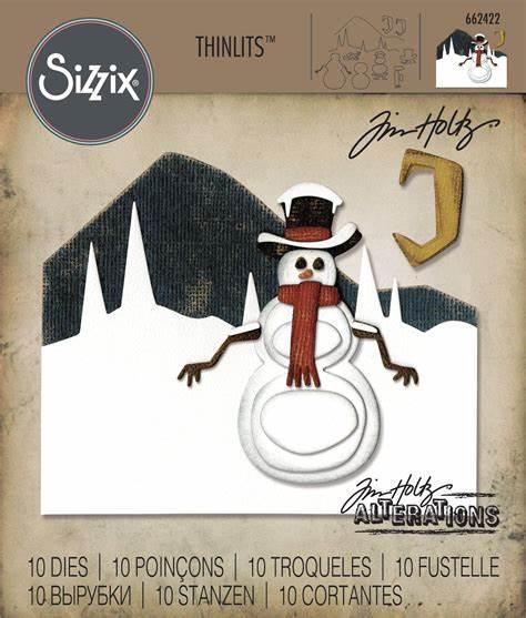 Sizzix, Tim Holtz Alteration, Die Set 10PK - Snowman Scene