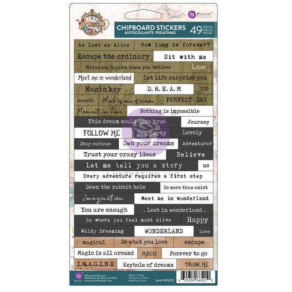 Prima Marketing, Chipboard Stickers 49/Pkg, Lost In Wonderland (665210)