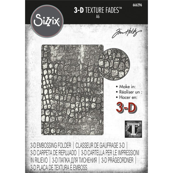 Sizzix 3D Texture Fades Embossing Folder By Tim Holtz, Reptile (#666296)