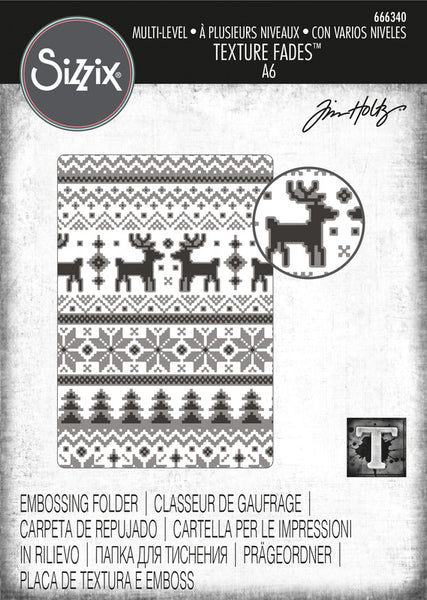 Sizzix Texture Fades Embossing Folder By Tim Holtz, Multi-Level Holiday Knit