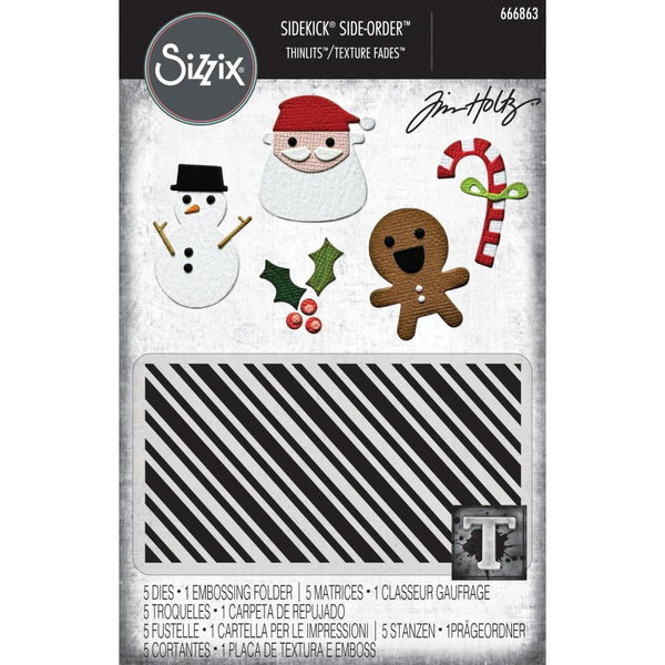 Sizzix Sidekick Texture Fades Embossing Folder By Tim Holtz, Christmas Minis (666863)