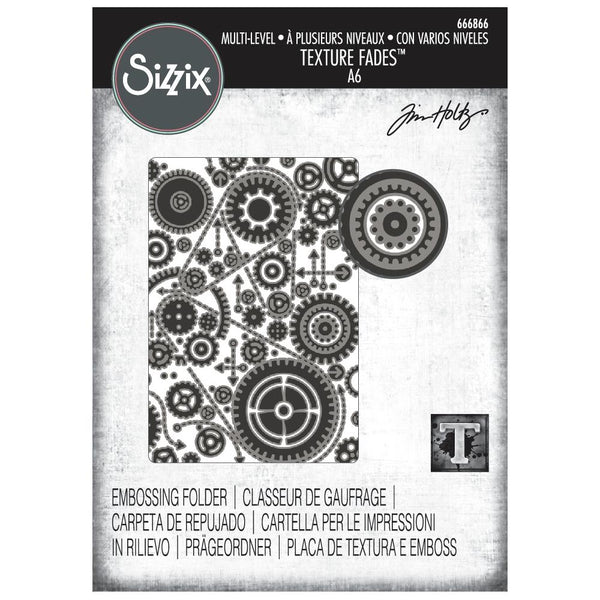 Sizzix Multi Level Textured Impressions Embossing Folder by Tim Holtz, Vault Gears (#666866)