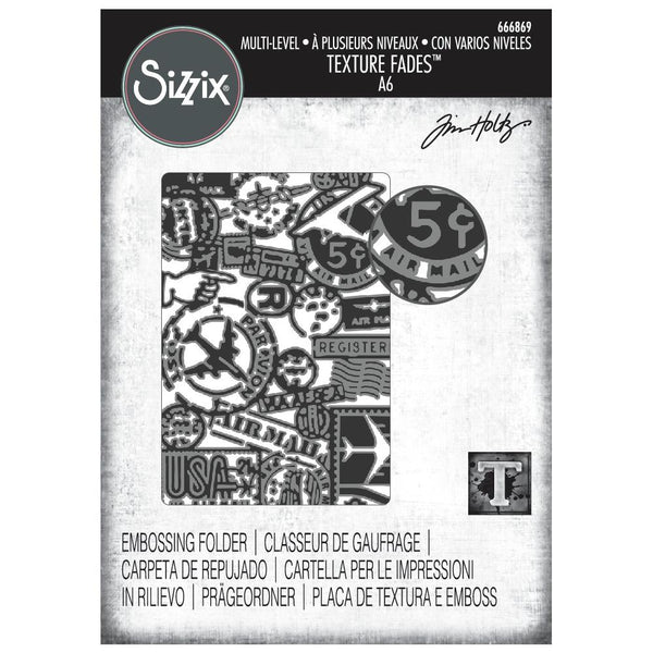 Sizzix  Multi Level Textured Impressions Embossing Folder by Tim Holtz, Vault Airmail (#666869)