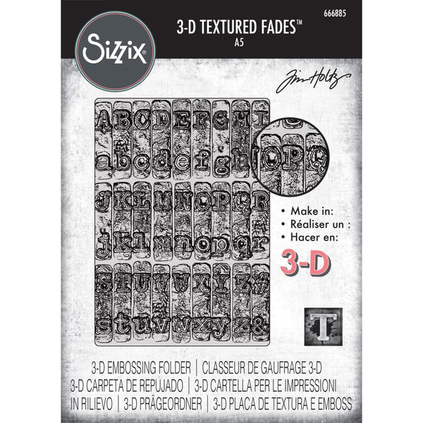 Sizzix 3D Texture Fades Embossing Folder A5 by Tim Holtz, Typewriter (666885)