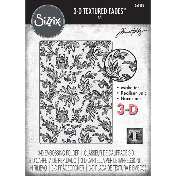 Sizzix 3D Texture Fades Embossing Folder A5 by Tim Holtz, Botanical (666888)